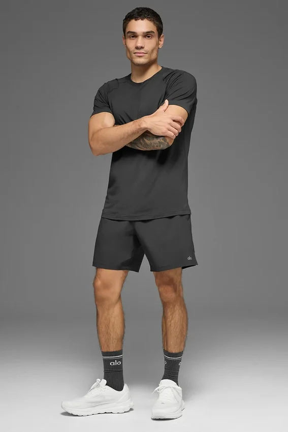 Alo Vapor pantaloncini con maniche corte e collo rotondo - Antracite