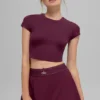 Alosoft Crop Finesse a maniche corte - Borgogna