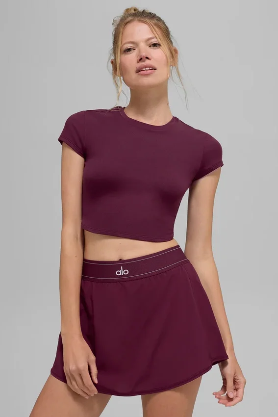 Alosoft Crop Finesse a maniche corte - Borgogna