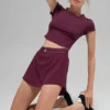 Alosoft Crop Finesse a maniche corte - Borgogna