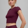 Alosoft Crop Finesse a maniche corte - Borgogna