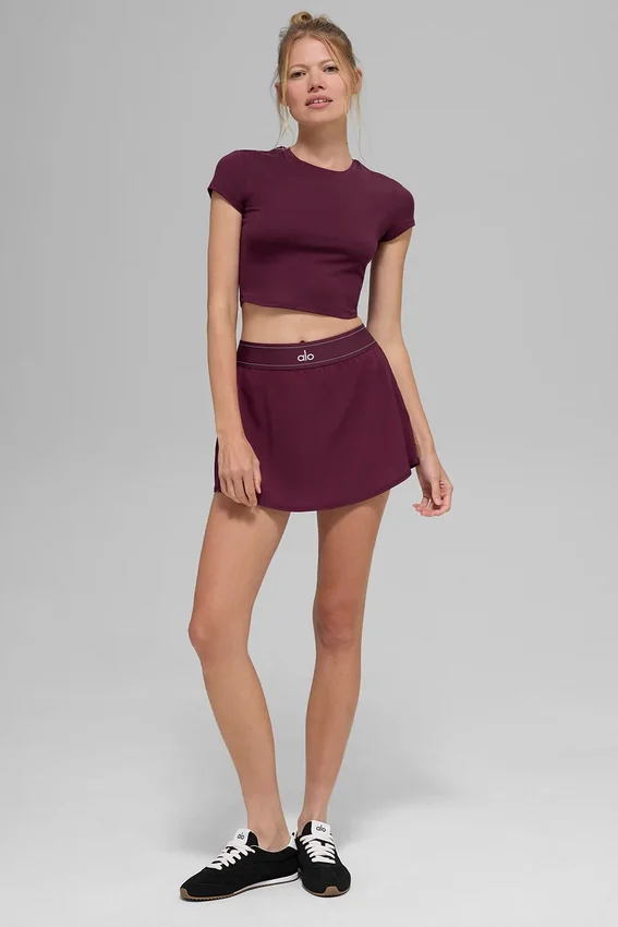 Alosoft Crop Finesse a maniche corte - Borgogna