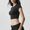 Alosoft Crop Finesse a maniche corte - Nero