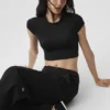 Alosoft Crop Finesse a maniche corte - Nero