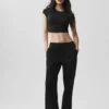 Alosoft Crop Finesse a maniche corte - Nero
