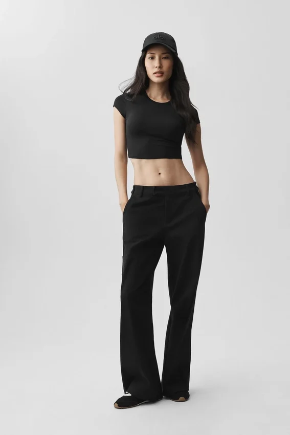 Alosoft Crop Finesse a maniche corte - Nero
