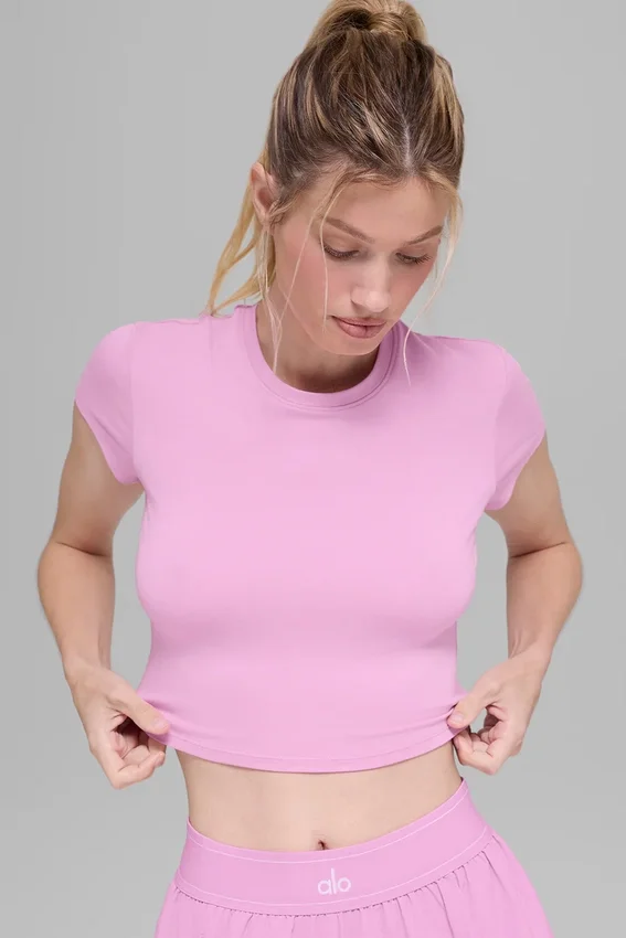 Alosoft Crop Finesse a maniche corte - Rosa Candy Heart