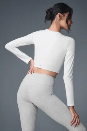 Alosoft Crop Finesse con maniche lunghe – Bianco