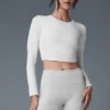 Alosoft Crop Finesse con maniche lunghe - Bianco