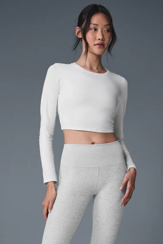 Alosoft Crop Finesse con maniche lunghe - Bianco