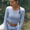 Alosoft Crop Finesse con maniche lunghe - Blu Provenza chiaro