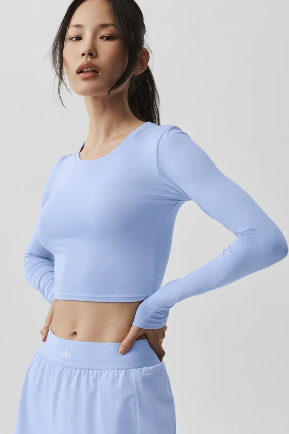 Alosoft Crop Finesse con maniche lunghe - Blu Provenza chiaro