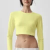 Alosoft Crop Finesse con maniche lunghe - Giallo sole