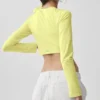 Alosoft Crop Finesse con maniche lunghe - Giallo sole