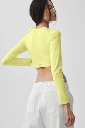 Alosoft Crop Finesse con maniche lunghe – Giallo sole