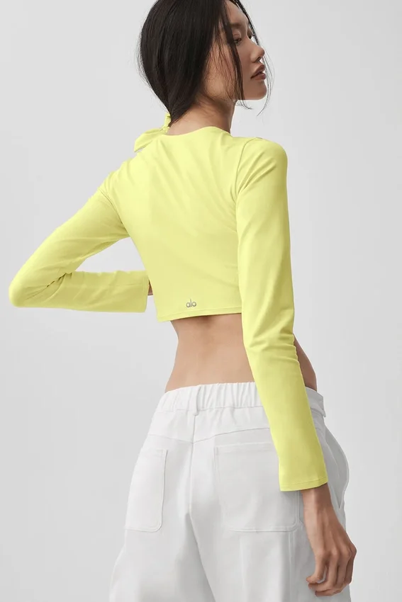 Alosoft Crop Finesse con maniche lunghe - Giallo sole