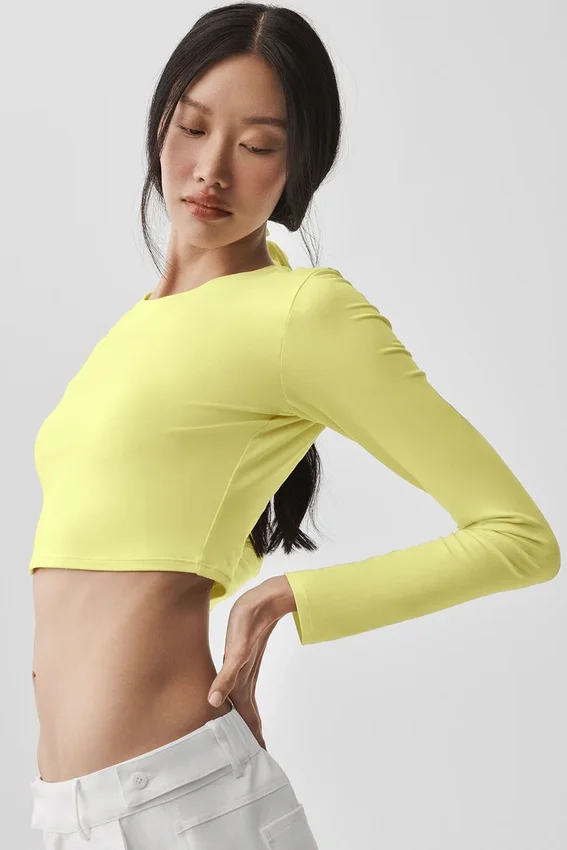 Alosoft Crop Finesse con maniche lunghe - Giallo sole