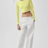 Alosoft Crop Finesse con maniche lunghe - Giallo sole
