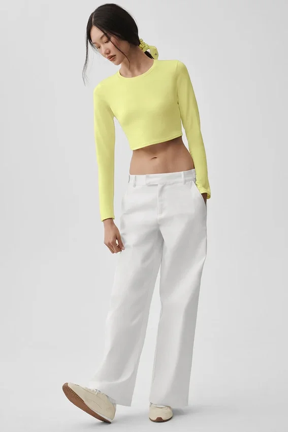 Alosoft Crop Finesse con maniche lunghe - Giallo sole