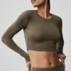 Alosoft Crop Finesse con maniche lunghe - Olivo