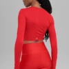 Alosoft Crop Finesse con maniche lunghe - Rosso brillante
