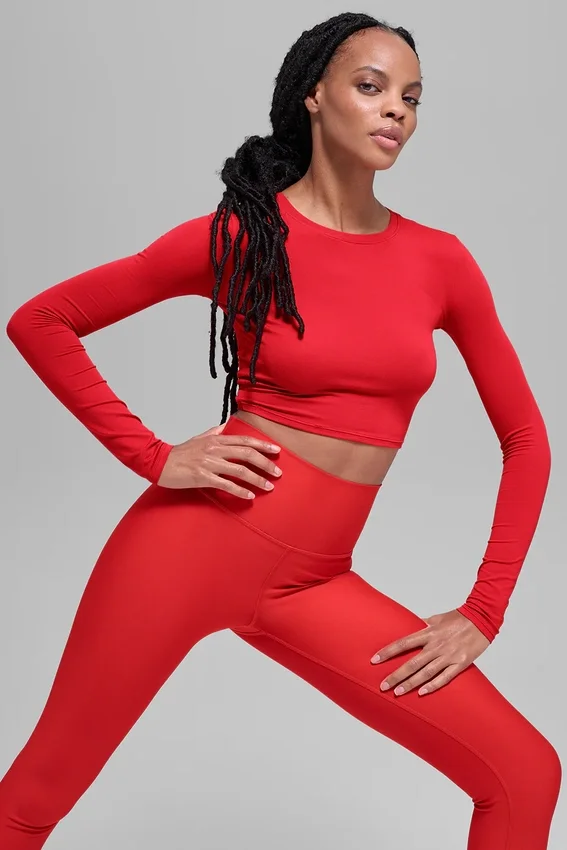 Alosoft Crop Finesse con maniche lunghe - Rosso brillante