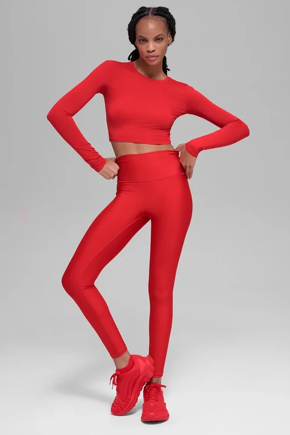 Alosoft Crop Finesse con maniche lunghe - Rosso brillante