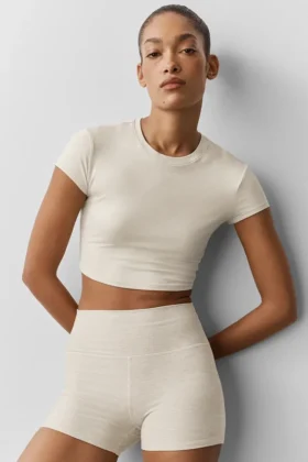 Alosoft Crop Finesse maniche corte - Avena melange