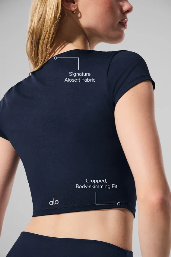 Alosoft Crop Finesse maniche corte - Blu navy