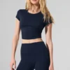 Alosoft Crop Finesse maniche corte - Blu navy