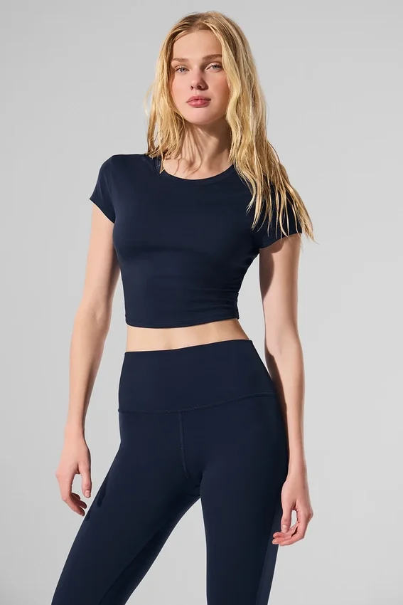 Alosoft Crop Finesse maniche corte - Blu navy