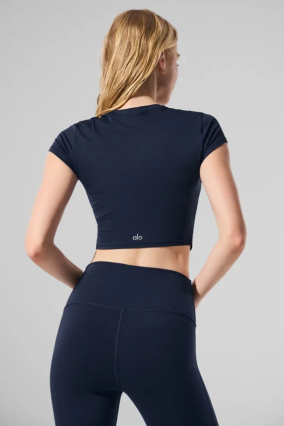 Alosoft Crop Finesse maniche corte - Blu navy