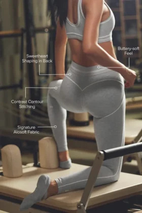 Alosoft High-Waist Heart Throb Leggings – Grigio melange sportivo/Bianco