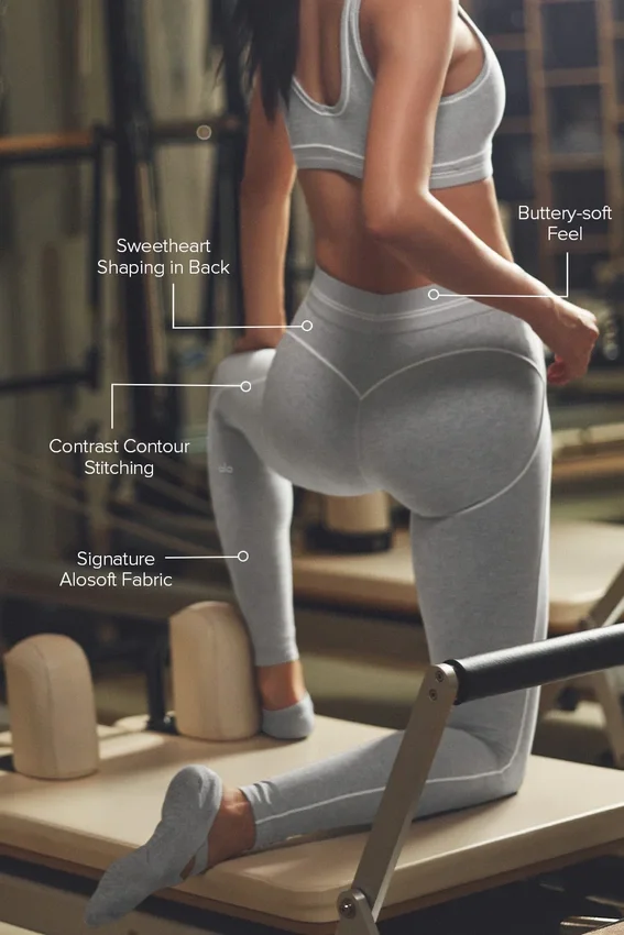 Alosoft High-Waist Heart Throb Leggings - Grigio melange sportivo/Bianco