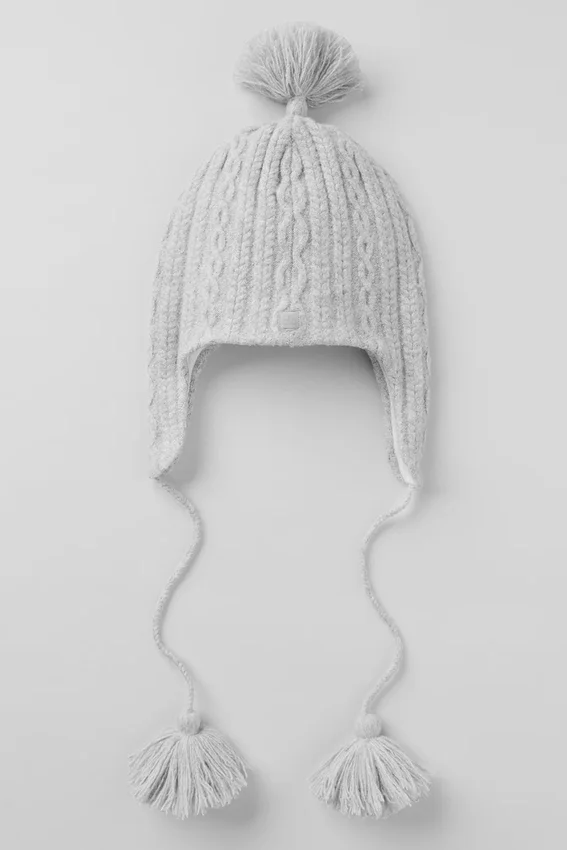 Berretto con paraorecchie Winter Bliss a maglia intrecciata - Grigio melange sportivo