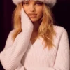 Berretto in cashmere con pelliccia sintetica Courchevel - Rosa ghiacciato