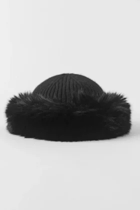 Berretto in finta pelliccia e cashmere Courchevel – Nero