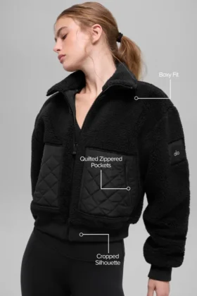 Bomber con bordi in sherpa – Nero