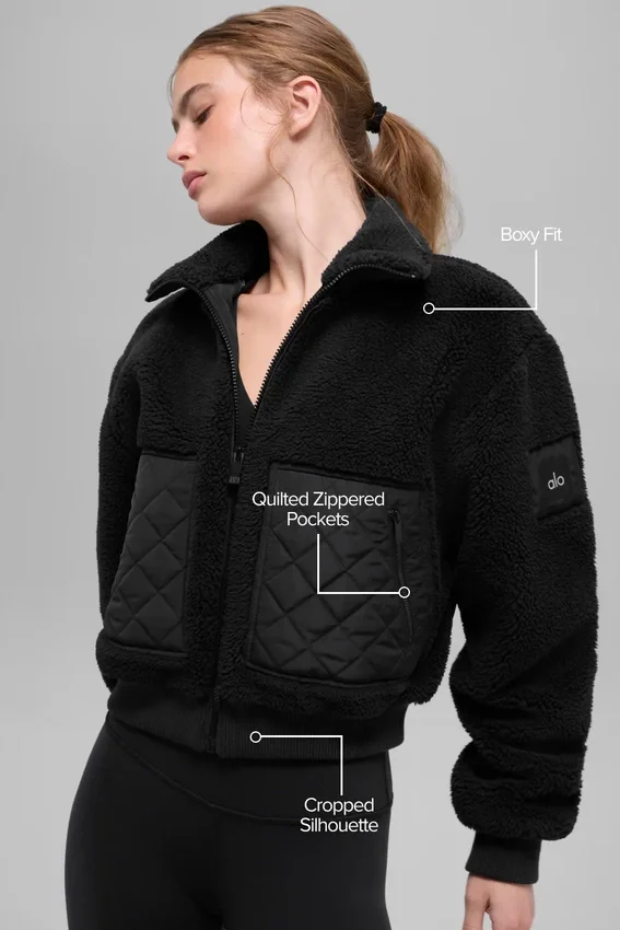 Bomber con bordi in sherpa - Nero