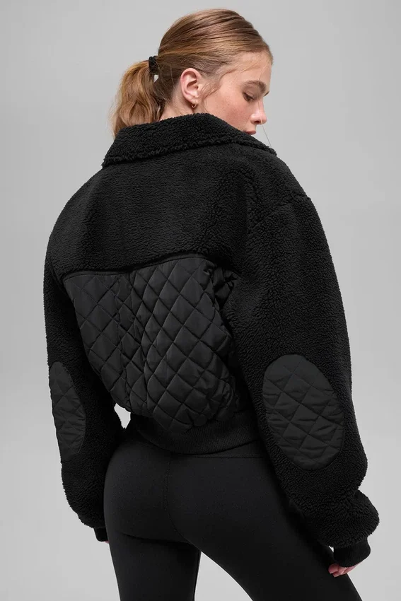 Bomber con bordi in sherpa - Nero
