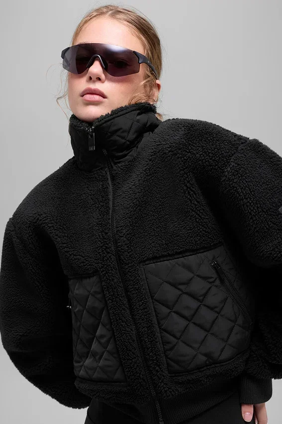 Bomber con bordi in sherpa - Nero