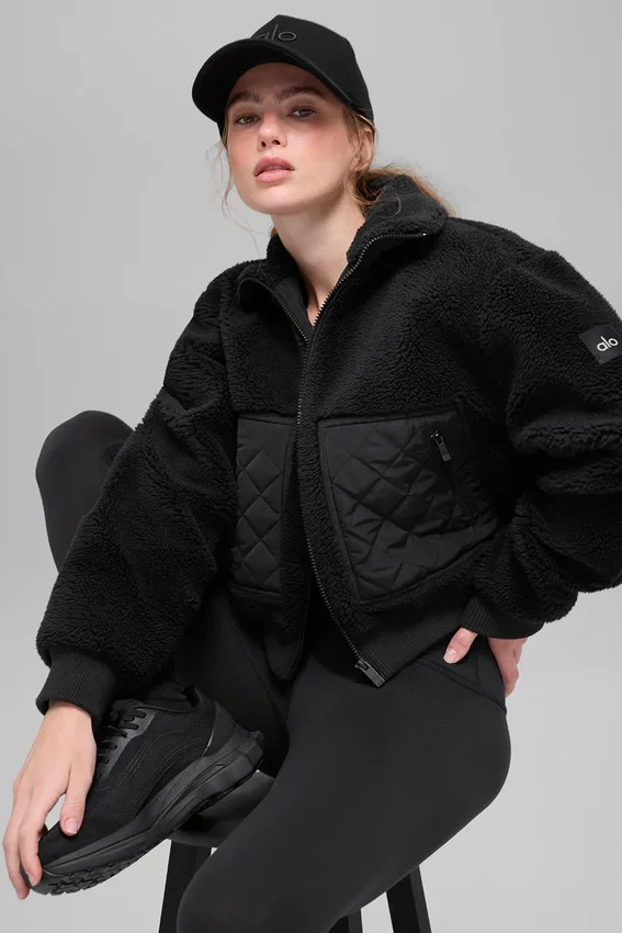 Bomber con bordi in sherpa - Nero