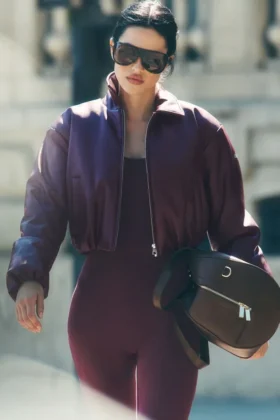 Bomber corto Premier in ecopelle - Borgogna