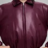 Bomber corto Premier in ecopelle - Borgogna