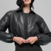 Bomber corto Premier in ecopelle - Nero