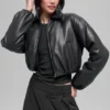 Bomber corto Premier in ecopelle - Nero