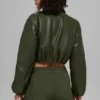 Bomber corto Premier in ecopelle - Verde oliva