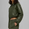 Bomber corto Premier in ecopelle - Verde oliva