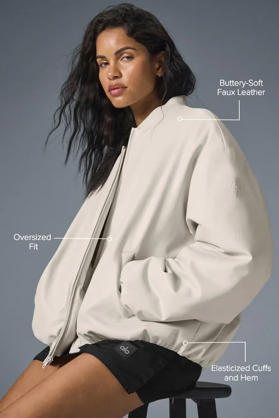 Bomber Premier in ecopelle - Bone