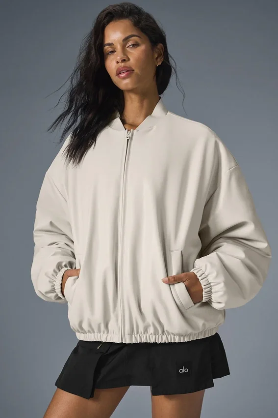 Bomber Premier in ecopelle - Bone
